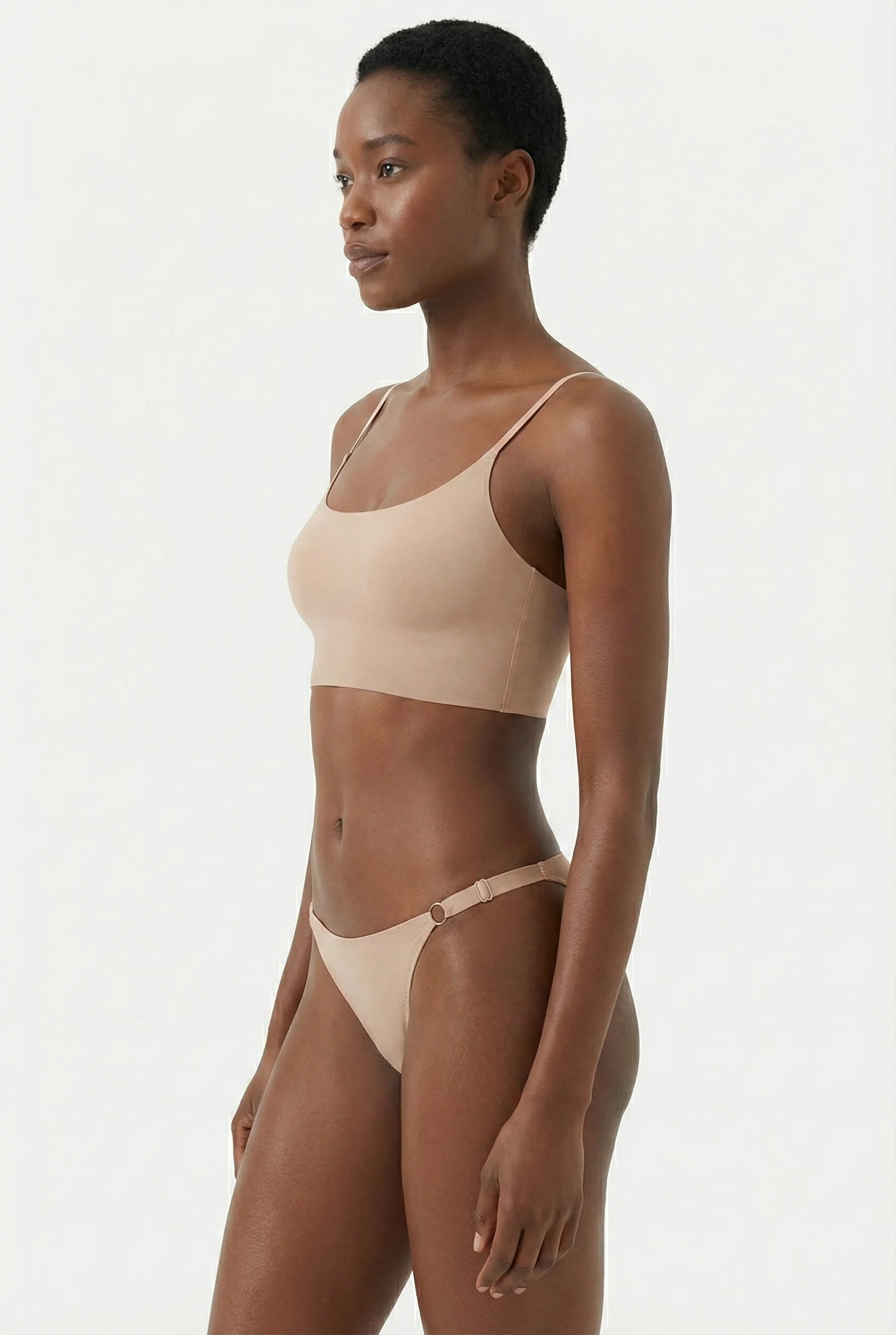 LunaIntim Kadın Tanga Külot Bel Ayarlanabilir Saten İpli Nude - Arka Görünüm